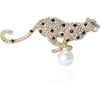 image:imageLeopard Brooch Pin for Women Rhinestone Crystal Cheetah Animal Brooch with Pearl Lapel Pin Fashion Jewelry for Jacket Scarf CoatGolden