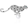 image:imageLeopard Brooch Pin for Women Rhinestone Crystal Cheetah Animal Brooch with Pearl Lapel Pin Fashion Jewelry for Jacket Scarf CoatSilvery
