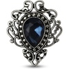image:imageMINGHUA Retro Hollow Flower Waterdrop Gemstone Brooch for WomenStainless Steel Blue Rose Gold Silver