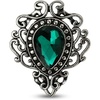 image:imageMINGHUA Retro Hollow Flower Waterdrop Gemstone Brooch for WomenStainless Steel Rose Gold Green Silver