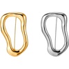 image:imageOuligay 2 PCS GoldSilver Brooch Pins for Women Irregular Metal Brooches