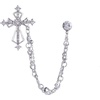 image:imageVintage Cross Tassel Chain Brooch Collar PinCrystal Rhinestone Cross Long Chain Lapel PinSuit Coat Breastpin Jewelry for Women Men SilverSilver B