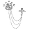 image:imageVintage Cross Tassel Chain Brooch Collar PinCrystal Rhinestone Cross Long Chain Lapel PinSuit Coat Breastpin Jewelry for Women Men SilverSilver C