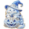 image:imagecoadipress Halloween Witch Cat Brooch Pin PumpkinBlue