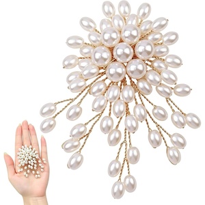 image:image1 Pcs Large Pearl Brooch Pins for Women Vintage White Pearl Flower Brooch