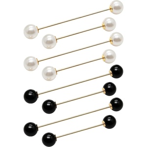 image:image8 Pcs Artificial Pearl Brooch Pins for Women ClothesWhite  Black