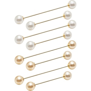 image:image8 Pcs Artificial Pearl Brooch Pins for Women ClothesWhite  Champagne
