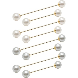 image:image8 Pcs Artificial Pearl Brooch Pins for Women ClothesWhite  Grey