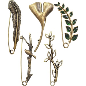 image:imageBenvo 5 Pcs Decorative Pins Safety Pins Steel Lock Pins Vintage Alloy Brooches Large Bronze Pins for Dressing Up Shawls Wraps Skirts Scarf Blankets Hats Capes
