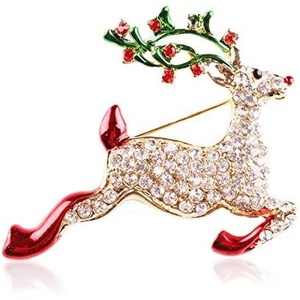 image:imageChristmas Brooch Pins Crystal Christmas Tree Snowflake Jingle Bell Reindeer Enamel Brooches Holiday Party Gift for Women4