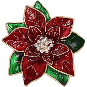 image:imageChristmas Brooch for Women Red Green Christmas Poinsettia Pins Sparkling Rhinestone Xmas Glove Brooch Crystal Xmas Wreath Pins Elegant Clothing Hat Bag Accessories Christmas Holiday Winter JewelryRed