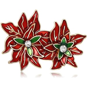 image:imageChristmas Brooch for Women Red Green Christmas Poinsettia Pins Sparkling Rhinestone Xmas Glove Brooch Crystal Xmas Wreath Pins Elegant Clothing Hat Bag Accessories Christmas Holiday Winter JewelryRed1