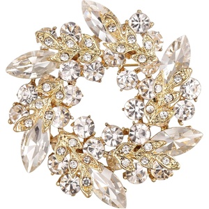 image:imageEVER FAITH Austrian Crystal Wedding Corsage Jewelry Accessory Bridal Flower Wreath Brooch Pin for WomenClear GoldTone
