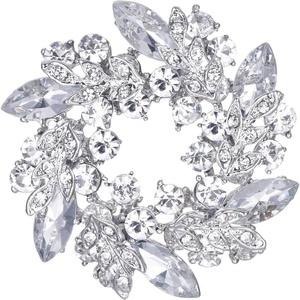 image:imageEVER FAITH Austrian Crystal Wedding Corsage Jewelry Accessory Bridal Flower Wreath Brooch Pin for WomenClear SilverTone