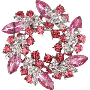 image:imageEVER FAITH Austrian Crystal Wedding Corsage Jewelry Accessory Bridal Flower Wreath Brooch Pin for WomenPink SilverTone