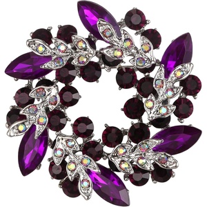 image:imageEVER FAITH Austrian Crystal Wedding Corsage Jewelry Accessory Bridal Flower Wreath Brooch Pin for WomenPurple w Dark Purple SilverTone