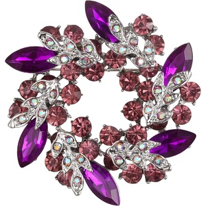 image:imageEVER FAITH Austrian Crystal Wedding Corsage Jewelry Accessory Bridal Flower Wreath Brooch Pin for WomenPurple w Light Purple SilverTone