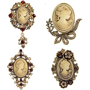 image:imageEzing 4Pcs Brooch Lot with Large Big Size Rhinestone Crystal Fashion JewelryBrown