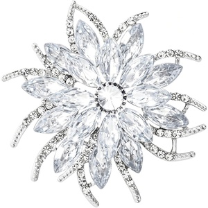 image:imageGlass Flower Brooches for Women Large Floral Rhinestone Brooch Clear 1pc