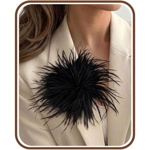 image:imageIRONBOX Feather Brooches and Pins for Women  Large Flower Brooch CorsageBlack