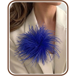image:imageIRONBOX Feather Brooches and Pins for Women  Large Flower Brooch CorsageBlue