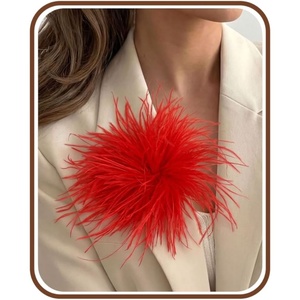 image:imageIRONBOX Feather Brooches and Pins for Women  Large Flower Brooch CorsageRed