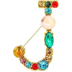 image:imageInitial Brooch Pins AZ 26 Letters Brooches For Women Colorful Enamel Alphabet Pin Pearl Crystal Lapel PinInitial Brooches J