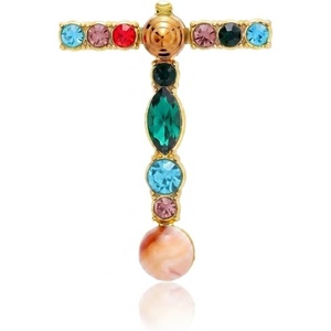 image:imageInitial Brooch Pins AZ 26 Letters Brooches For Women Colorful Enamel Alphabet Pin Pearl Crystal Lapel PinInitial Brooches T