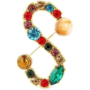 image:imageInitial Brooch Pins AZ 26 Letters Brooches For Women Colorful Enamel Alphabet Pin Pearl Crystal Lapel PinNew Initial Brooches S