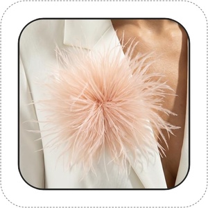 image:imageLarge Feather Flower Brooch Pin for Women Men Elegant Floral Lapel Pin Corsage Hairpin for Shawl Dress Suit Ceremony Clothes Accessories for Dance Banquet Prom Wedding Party 150mmPinkish Brown