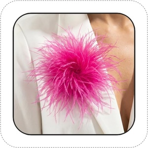 image:imageLarge Feather Flower Brooch Pin for Women Men Elegant Floral Lapel Pin Corsage Hairpin for Shawl Dress Suit Ceremony Clothes Accessories for Dance Banquet Prom Wedding Party 150mmHot Pink