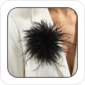 image:imageLarge Feather Flower Brooch Pin for Women Men Elegant Floral Lapel Pin Corsage Hairpin for Shawl Dress Suit Ceremony Clothes Accessories for Dance Banquet Prom Wedding Party 150mmBlack