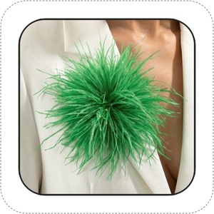 image:imageLarge Feather Flower Brooch Pin for Women Men Elegant Floral Lapel Pin Corsage Hairpin for Shawl Dress Suit Ceremony Clothes Accessories for Dance Banquet Prom Wedding Party 150mmGreen