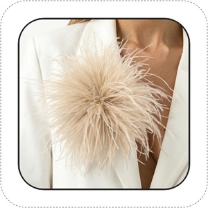 image:imageLarge Feather Flower Brooch Pin for Women Men Elegant Floral Lapel Pin Corsage Hairpin for Shawl Dress Suit Ceremony Clothes Accessories for Dance Banquet Prom Wedding Party 150mmLight Brown