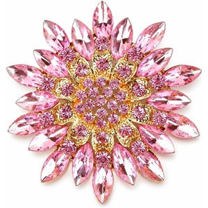image:imageWanheart Sunflower Brooch Pin for Women Large Rhinestone Flower JewelryPink