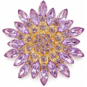 image:imageWanheart Sunflower Brooch Pin for Women Large Rhinestone Flower JewelryPurple