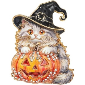 image:imagecoadipress Halloween Witch Cat Brooch Pin PumpkinMulticolor