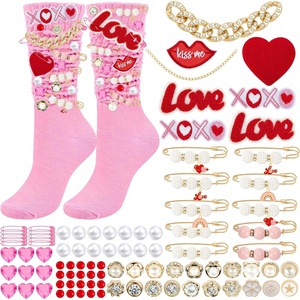 image:imageywevyezc 55Pcs Breast Cancer Socks Junk Sock Charms Kit Pink out Day PinsPink