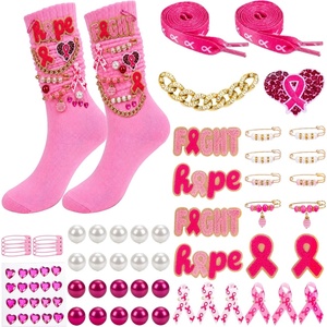 image:imageywevyezc 55Pcs Breast Cancer Socks Junk Sock Charms Kit Pink out Day PinsRosePink