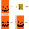 image:imageOutus 150 Pieces Halloween Plastic Candy Bags JackOLantern Pumpkin Bags Goody Tote Bag Party Favor with Handles Party FavorsOrange with Black Accents