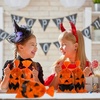 image:imageOutus 150 Pieces Halloween Plastic Candy Bags JackOLantern Pumpkin Bags Goody Tote Bag Party Favor with Handles Party FavorsOrange with Black Accents