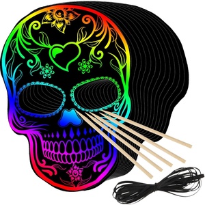 image:imageOutus 12 Pcs Halloween Scratch Skull Art Cards Day of The Dead Scratch