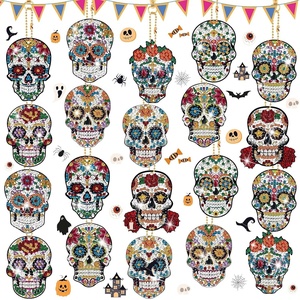 image:imageOutus 24 Pcs Halloween Diamond Painting Art Witch Ghost Keychains DIY KitSkeleton