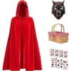 image:imageOutus 10 Pcs Wolf Halloween Costume Set Red Velvet Hooded Outfit