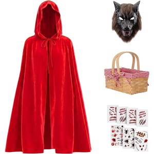 image:imageOutus 10 Pcs Wolf Halloween Costume Set Red Velvet Hooded Outfit