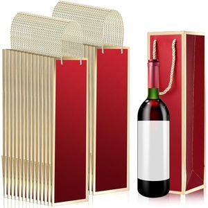 image:imageOutus 100 Pcs Christmas Wine Bottle Gift Bags with Handle White and GoldRed and Gold