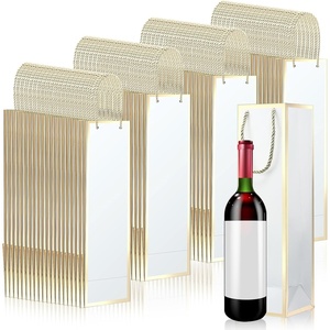 image:imageOutus 100 Pcs Christmas Wine Bottle Gift Bags with Handle White and GoldWhite and Gold