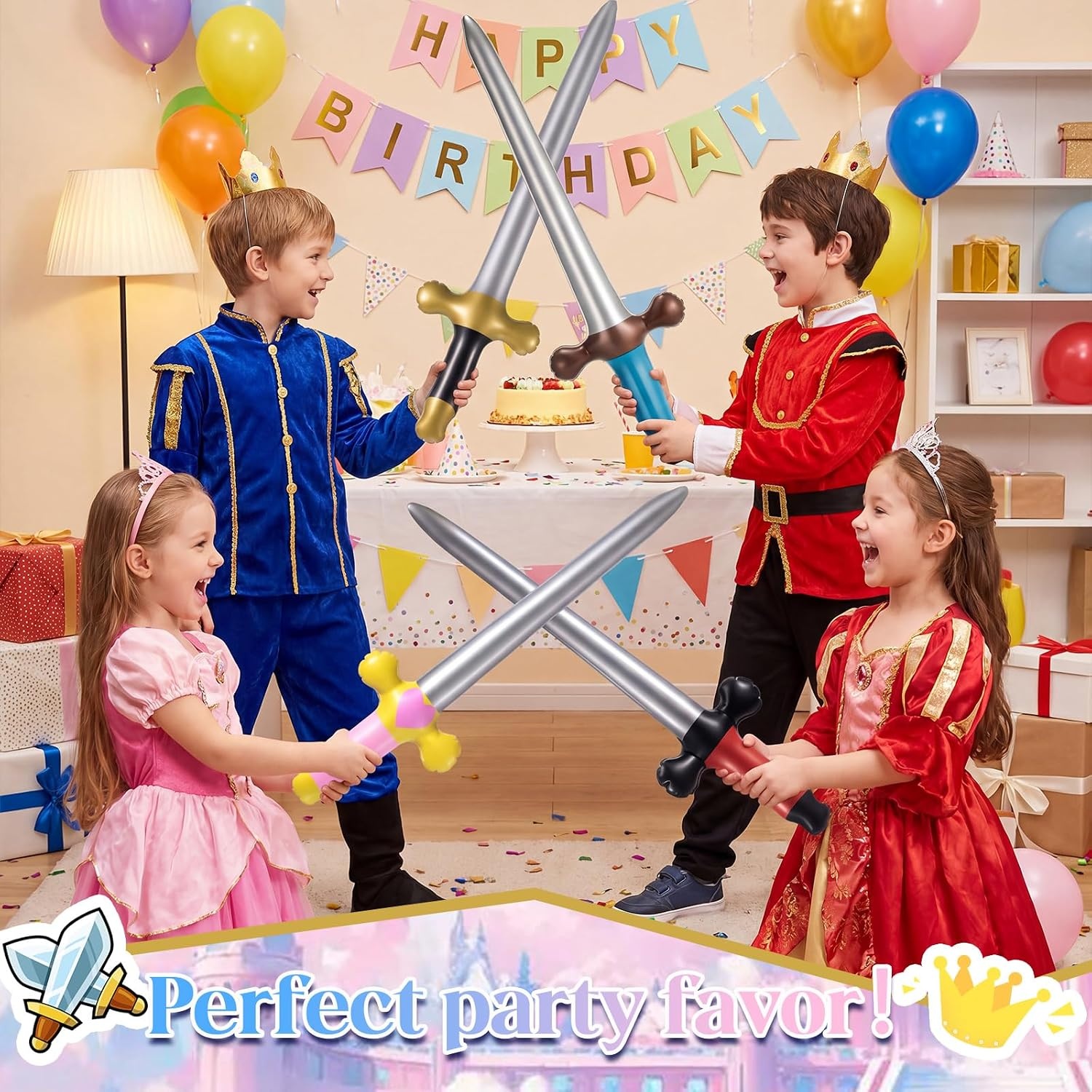 image:imageOutus 24 Pcs Inflatable Swords Blow up Swords Party Favors4 Colors4 Colors