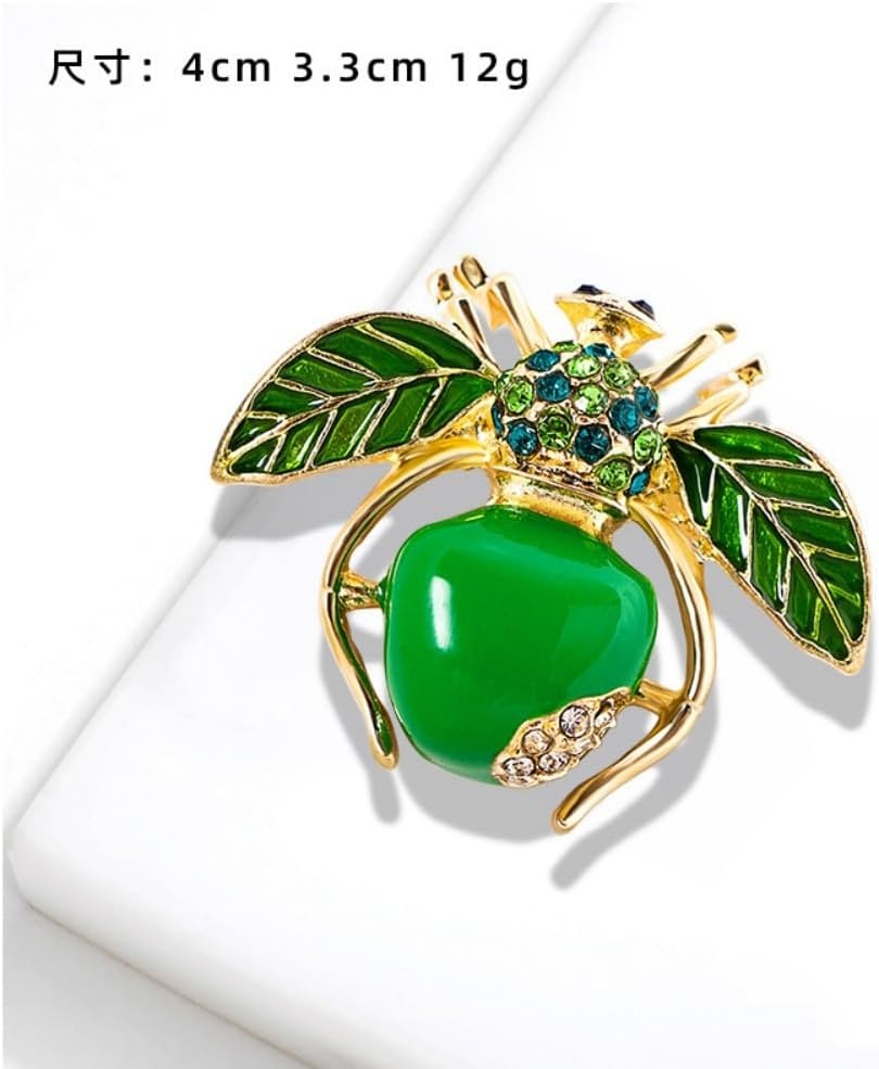 image:imageRhinestone Crystal Bee Pin Brooch Statement Imitation Pearls Bee Brooch Shiny Rhinestone Beaded Insect Pin Jewelry Vintage Clothes DecorationGreen Apple