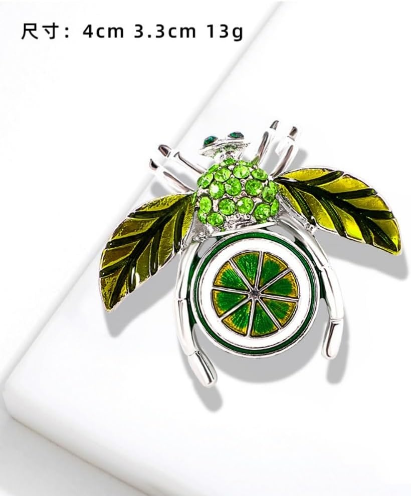 image:imageRhinestone Crystal Bee Pin Brooch Statement Imitation Pearls Bee Brooch Shiny Rhinestone Beaded Insect Pin Jewelry Vintage Clothes DecorationGreen Lemon